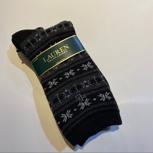Ralph Lauren Ladies Socks Trouser Black Snowflake